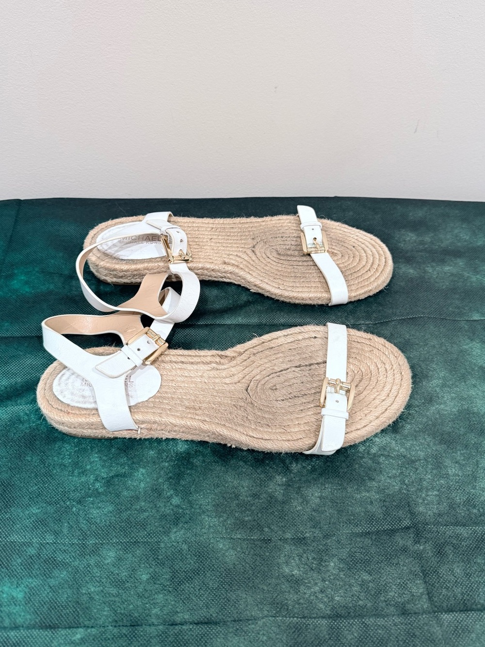 🔥Michael Kors White Leather Espadrille Strap Sandals Size 7.5 EC🔥